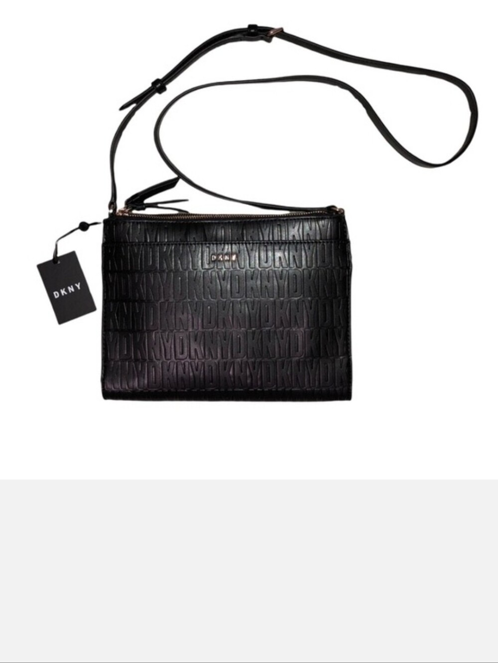 DKNY Black Embossed Logo Crossbody Purse